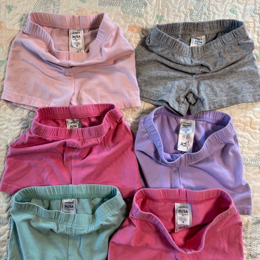 Carter’s Tumbling Shorts 3T Bundle 6pc Pink Purple Gray Layering - Picture 6 of 6